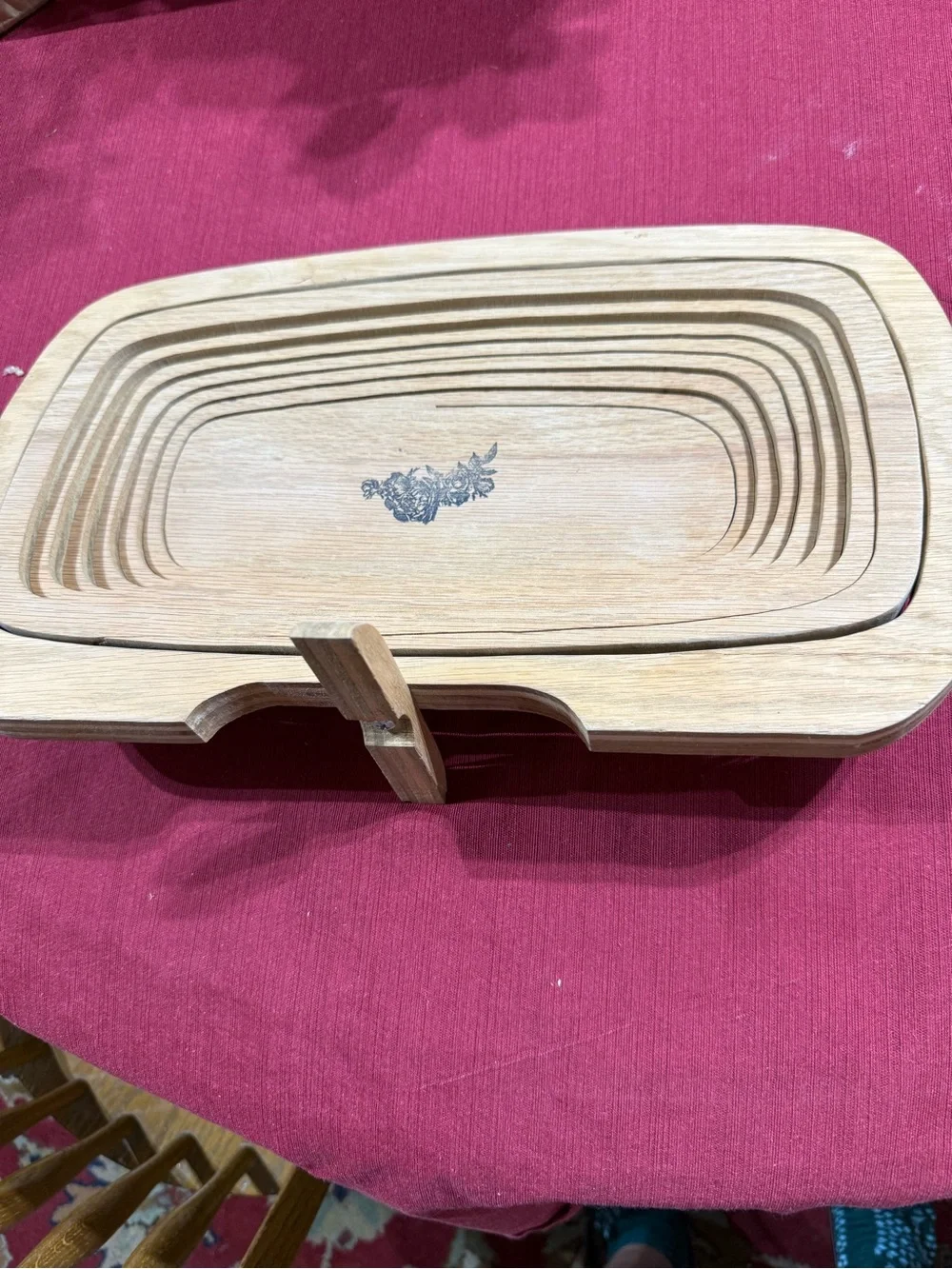 Nested Wooden Serving Tray with Floral Detail